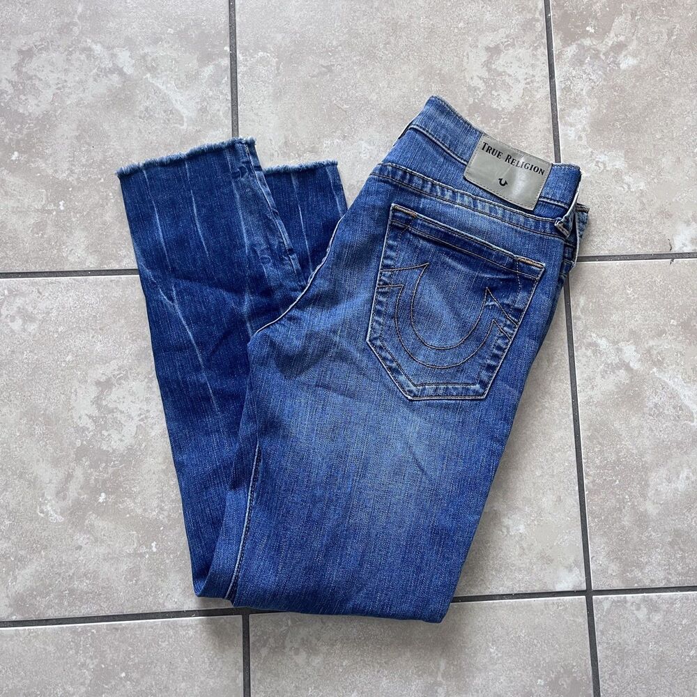 TRUE RELIGION Men's FINN Slim Tapered  Size 29 Black Side Zipper Leg